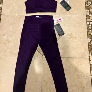Vie Active Purple Women's Leggings & Sports Bra
